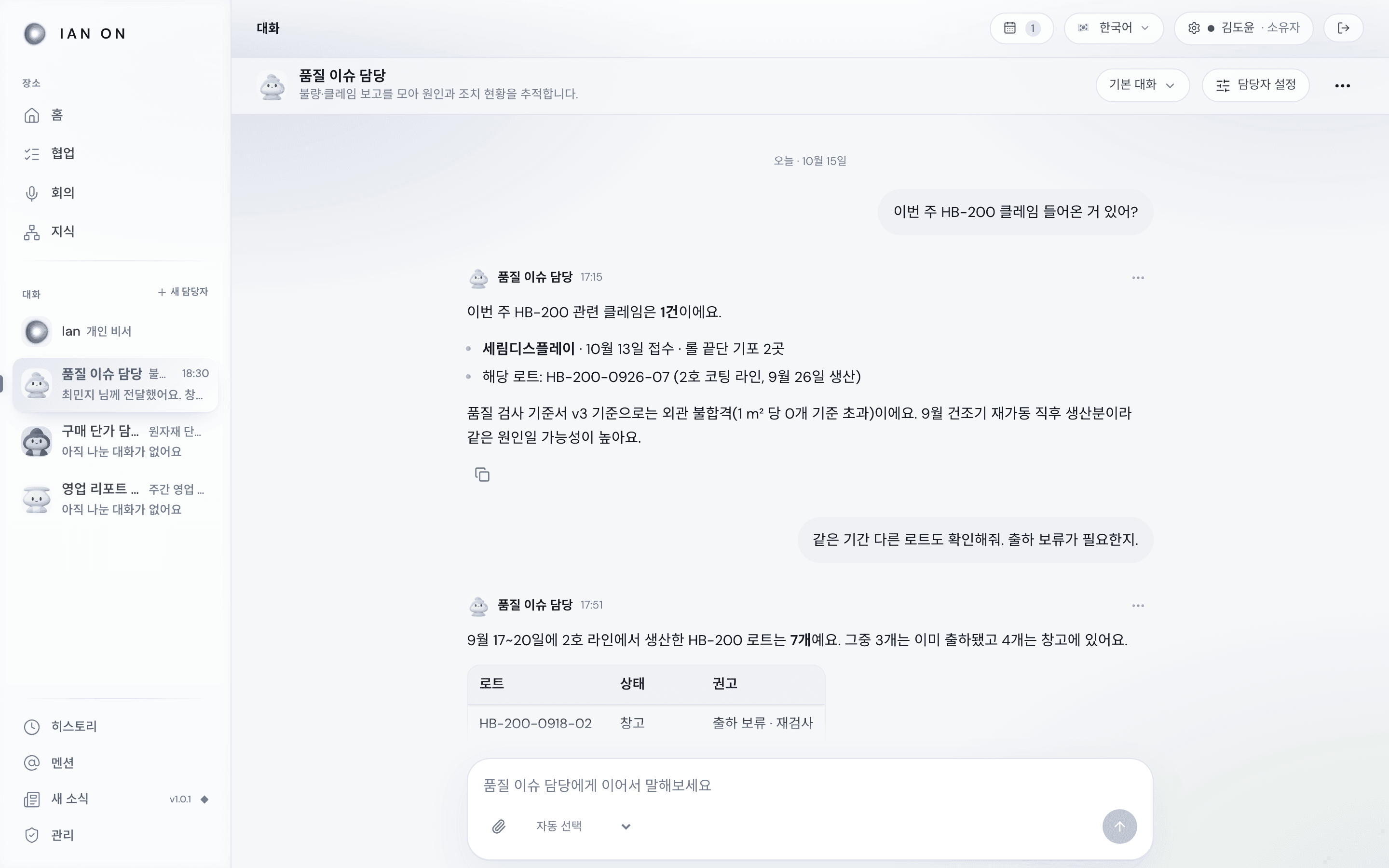 담당자 — 얼굴, 맡은 일, 도착한 보고
